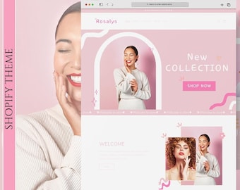 Shopify theme pink, Pink Shopify template,    Shopify pink template, clothing shopify, cute and minimalist website, canva website template