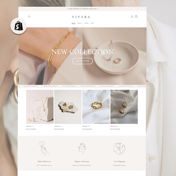 Thème Shopify pour bijoux | Modèle Shopify pour bijoux | Thème de bijoux Shopify minimaliste | Thème Shopify élégant | thème Shopify 2.0