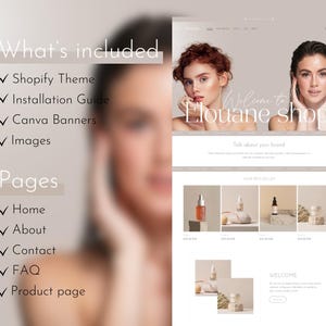 Shopify Beauty Theme, Shopify Template, Luxury Beauty Website Template, Canva Banner, Beauty Website Template, Minimalist Shopify Theme image 2