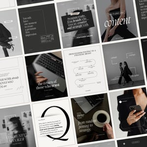 Dark Social Media Templates, Business Instagram Templates, Social Media Manager Template, Modern Instagram Template