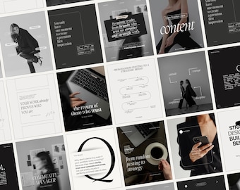 Dark Social Media Templates, Business Instagram Templates, Social Media Manager Template, Modern Instagram Template