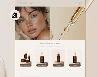 Minimalist Shopify Beauty Skincare Theme, Website, Luxury Beige Shopify Theme, Makeup and Wellness Skin Care Shop, Shopify 2.0