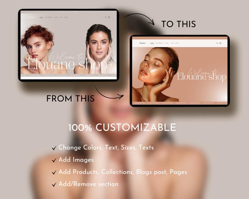 Shopify Beauty Theme, Shopify Template, Luxury Beauty Website Template, Canva Banner, Beauty Website Template, Minimalist Shopify Theme image 4