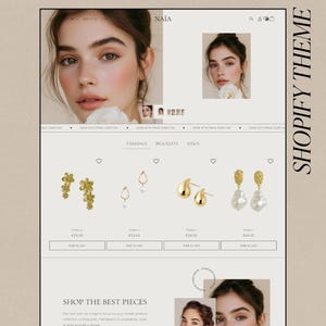 Luxury Minimalist Shopify Theme | Gold Jewelry Shopify Template | Shopify E-commerce Site Jewelry | Aesthetic Shopify Theme | CANVA Banners
