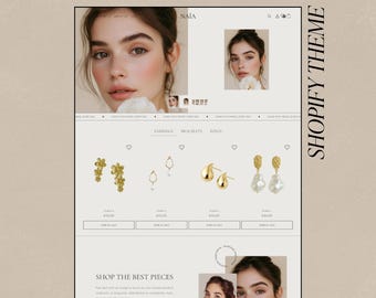 Luxury Minimalist Shopify Theme | Gold Jewelry Shopify Template | Shopify E-commerce Site Jewelry | Aesthetic Shopify Theme | CANVA Banners