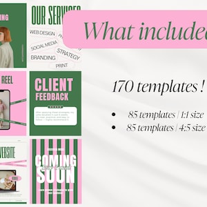 Instagram Template Pink, Instagram Post Template, Social Media Templates, Social Media Manager Templates, Modern Template image 5
