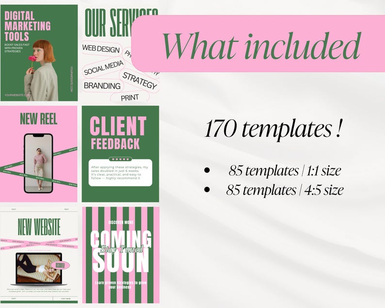 Instagram Template Pink, Instagram Post Template, Social Media Templates, Social Media Manager Templates, Modern Template image 5