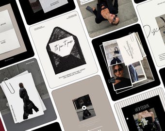 Canva Instagram Templates Beige and Black | Minimalist Luxury Instagram Pack | Social Media Templates for Fashion, Beauty, Lifestyle Brands