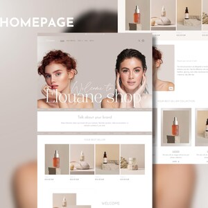 Shopify Beauty Theme, Shopify Template, Luxury Beauty Website Template, Canva Banner, Beauty Website Template, Minimalist Shopify Theme image 6