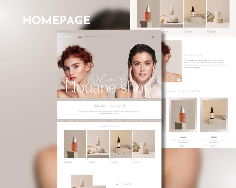 Shopify Beauty Theme, Shopify Template, Luxury Beauty Website Template, Canva Banner, Beauty Website Template, Minimalist Shopify Theme image 6