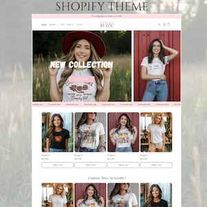 Minimalist Pink Shopify Theme, Shopify Fashion & Clothing Template, Customizable Shopify Design, Shopify e-Commerce Website, Shopify 2.0