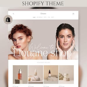 Shopify Beauty Theme, Shopify Template, Luxury Beauty Website Template, Canva Banner, Beauty Website Template, Minimalist Shopify Theme image 1