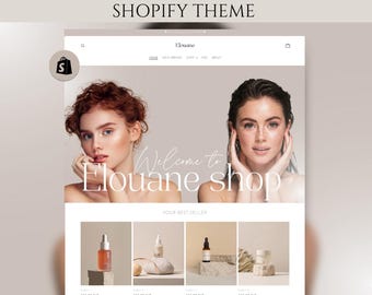 Shopify Beauty Theme, Shopify Template, Luxury Beauty Website Template, Canva Banner, Beauty Website Template, Minimalist Shopify Theme