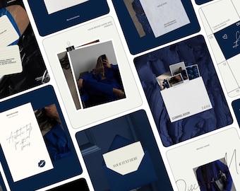 Old Money Blue Instagram Templates | Navy Blue Canva Instagram Templates | Dark Navy Social Media Pack for Fashion & Lifestyle