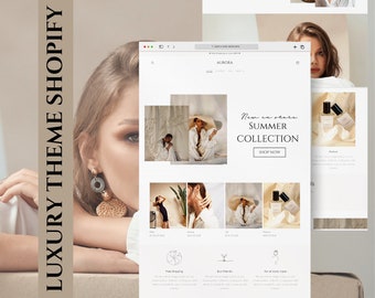 Luxury Shopify theme template - elegant minimalist website template, aesthetic white Shopify website, minimalist Shopify 2.0 theme