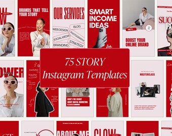 Instagram Story Template, Bright Red Canva Template, Pink Social Media Template, Instagram Templates for Entrepreneurs