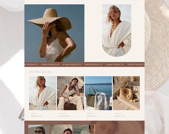 Minimalist Beige Shopify Theme, Women’s Fashion Boutique Template, Luxury Clothing Design, Shopify Website Template, Editable Canva Banners