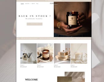 Shopify Candle Theme, Candle Website Template, Candle Shopify Theme, Shopify Minimalist Template, CANVA Banners, Candle Shopify template