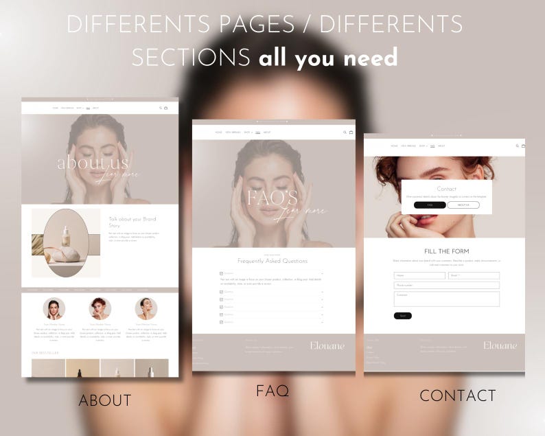 Shopify Beauty Theme, Shopify Template, Luxury Beauty Website Template, Canva Banner, Beauty Website Template, Minimalist Shopify Theme image 7