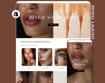 ビューティーShopifyテーマ | スキンケア＆コスメShopifyテンプレート | ミニマルラグジュアリーeコマースサイト | Canvaバナー | スキンケアShopifyテーマ