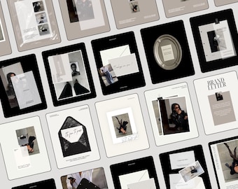 Canva Instagram Templates Beige and Black | Minimalist Luxury Instagram Pack | Social Media Templates for Fashion, Beauty, Lifestyle Brands