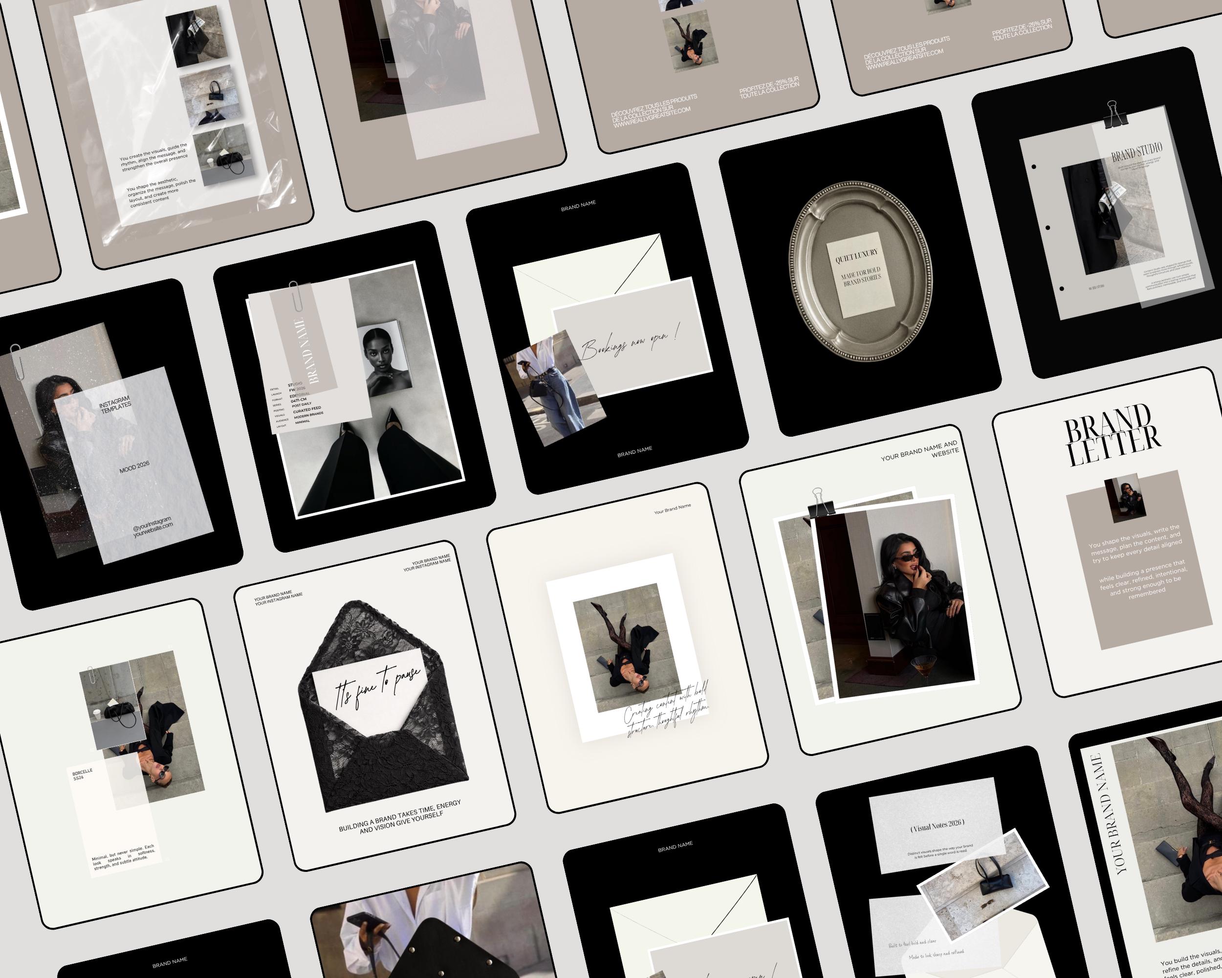 Canva Instagram Templates Beige and Black | Minimalist Luxury Instagram ...