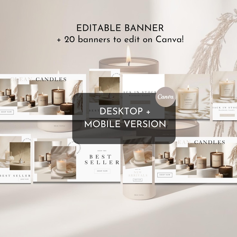 Kerzen-Website-Vorlage, Shopify-Theme für Kerzen, Shopify 2.0-Theme, minimalistische Shopify-Vorlage, veränderbare Website-Banner Bild 8