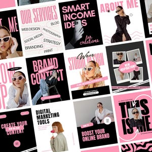 Modèles de médias sociaux, Modèle de publication Instagram, Modèle Instagram, Modèles de gestionnaire de médias sociaux, Modèle moderne rose