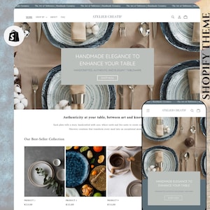 Template Shopify Artigianale Premium | Tema Minimalista per Stoviglie Fatte a Mano | Design Pulito per Ceramiche | Negozio Handmade