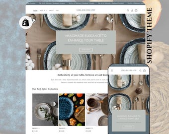 Shopify Artisan Premium Template | Minimalist Handmade Tableware Theme | Shopify Clean Design for Ceramics | Professional Artisan Store