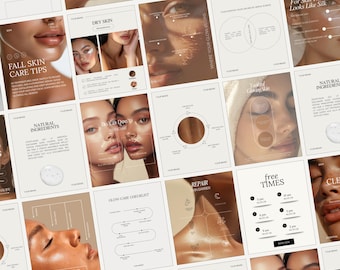 Skincare Instagram Templates, Minimalist Canva Social Media, Spa & Beauty Social Media Pack, Aesthetic Wellness Posts