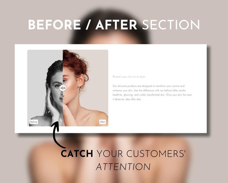 Shopify Beauty Theme, Shopify Template, Luxury Beauty Website Template, Canva Banner, Beauty Website Template, Minimalist Shopify Theme image 5