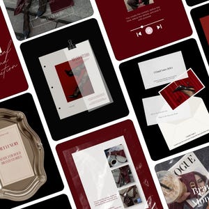 Plantillas Posts Instagram Canva, Kit Redes Sociales Lujo, Plantillas Instagram Burdeos, Pack Branding Premium, Diseños Instagram Editables