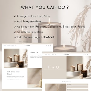 Kerzen-Website-Vorlage, Shopify-Theme für Kerzen, Shopify 2.0-Theme, minimalistische Shopify-Vorlage, veränderbare Website-Banner Bild 4