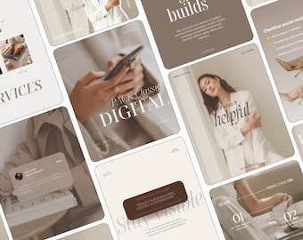 Beige Instagram Post Templates, Social Media Manager Canva Templates, Community Manager Posts, Business Instagram Kit