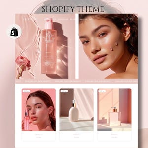 Shopify theme for skincare brand, Shopify template for skincare, Minimalist Shopify theme - clean, CANVA banners editable, SkinCare Website