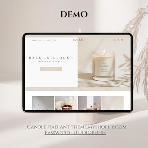 Kerzen-Website-Vorlage, Shopify-Theme für Kerzen, Shopify 2.0-Theme, minimalistische Shopify-Vorlage, veränderbare Website-Banner Bild 10