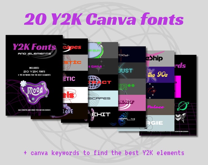 Y2K Fonts / Canva Template / Y2K Font / Streetwear Typefaces File ...