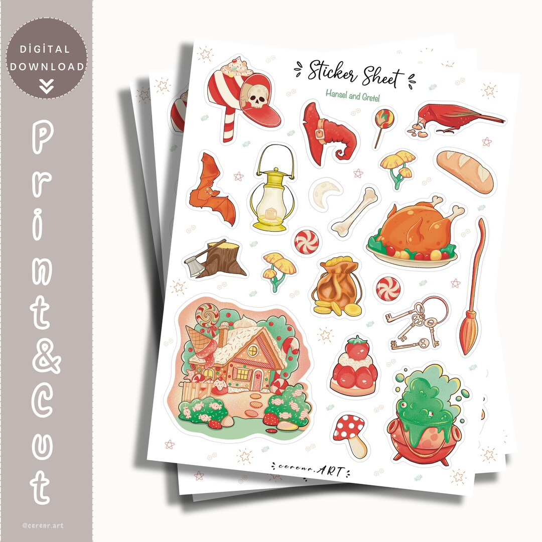 HANSEL AND GRETEL| Printable Stickers|print&amp;cut|cute Stickers|for ...