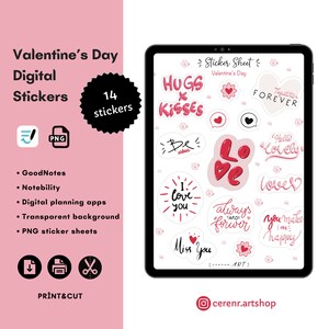 Valentine&#39;s Day Stickers | Love | Romance Sticker Set | Planner Sticker Sheet | Journal Stickers