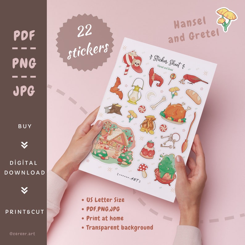 HANSEL AND GRETEL| Printable Stickers|print&amp;cut|cute Stickers|for ...