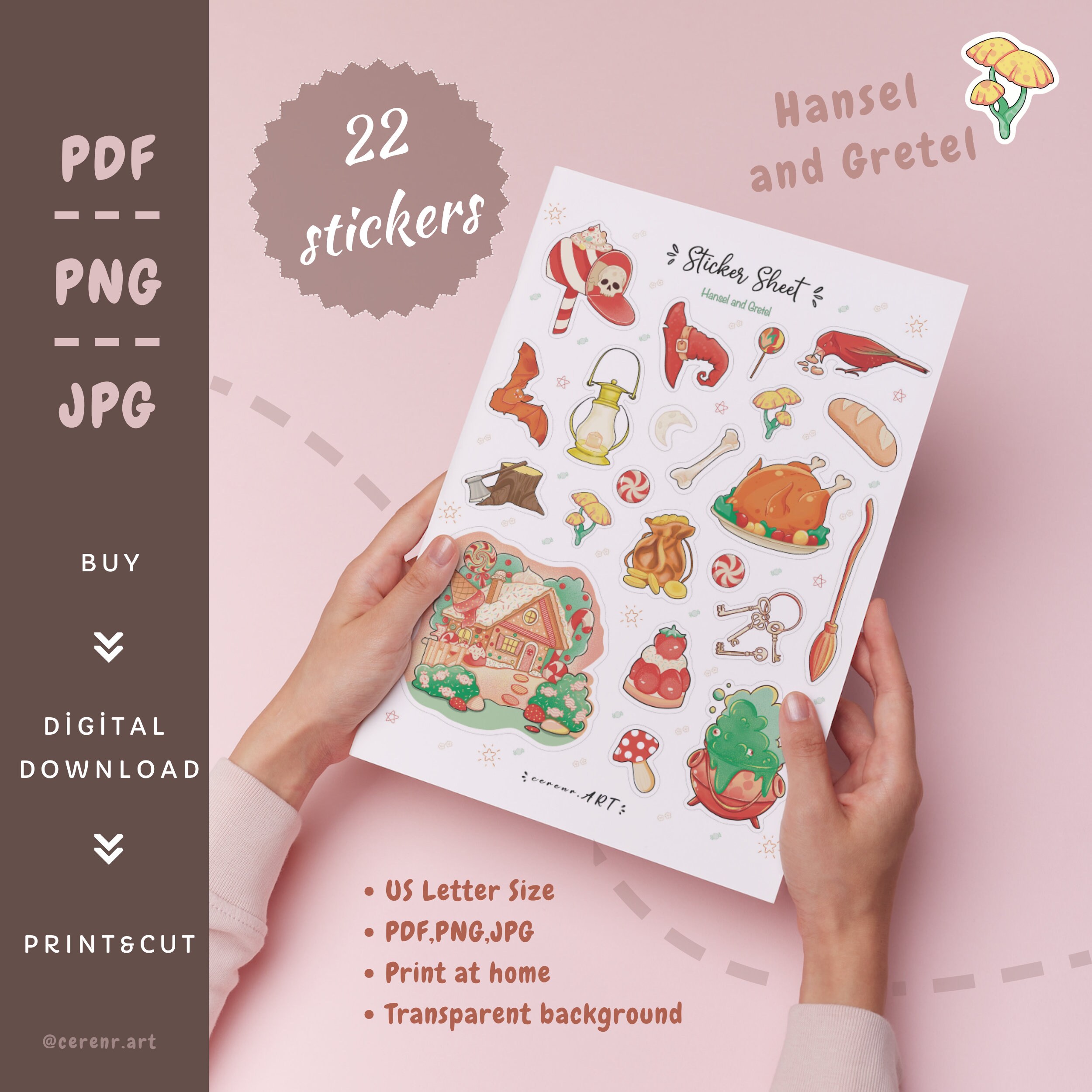 HANSEL AND GRETEL| Printable Stickers|print&amp;cut|cute Stickers|for ...