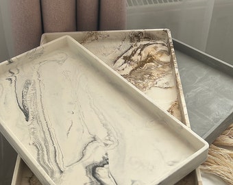 Concrete Decorative Tray | Marble Effect Display Tray | Scandi Home Decor | Bathroom Tray | Jewellery Tray | Minimalist Gift | Handmade