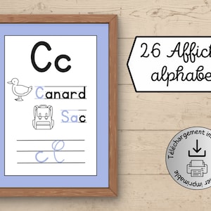 26 carte alfabetiche numeriche | Lettere poster didattiche | Poster per insegnanti per decorare la classe o la sala giochi dei bambini
