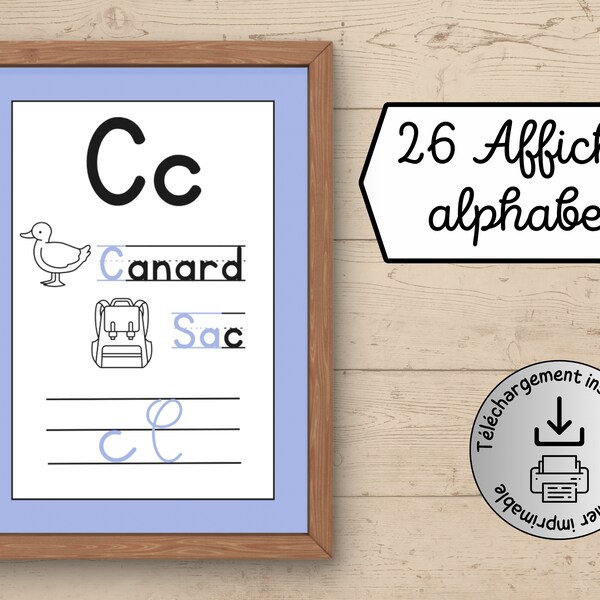 26 Fiches alphabet numériques | Poster éducatif lettres | Affiches enseignantes pour décorer la salle de classe ou une salle de jeux enfants