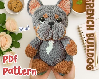 Blaue Französische Bulldogge Frenchie häkeln Muster | Zubehör | Amigurumi | Muster | Geschenk | Digitale Dateien