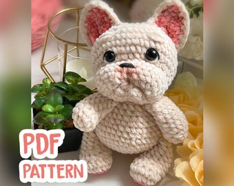 Französische Bulldogge häkeln Frenchie Muster | Zubehör | Amigurumi | Muster | Geschenk | Digitale Dateien