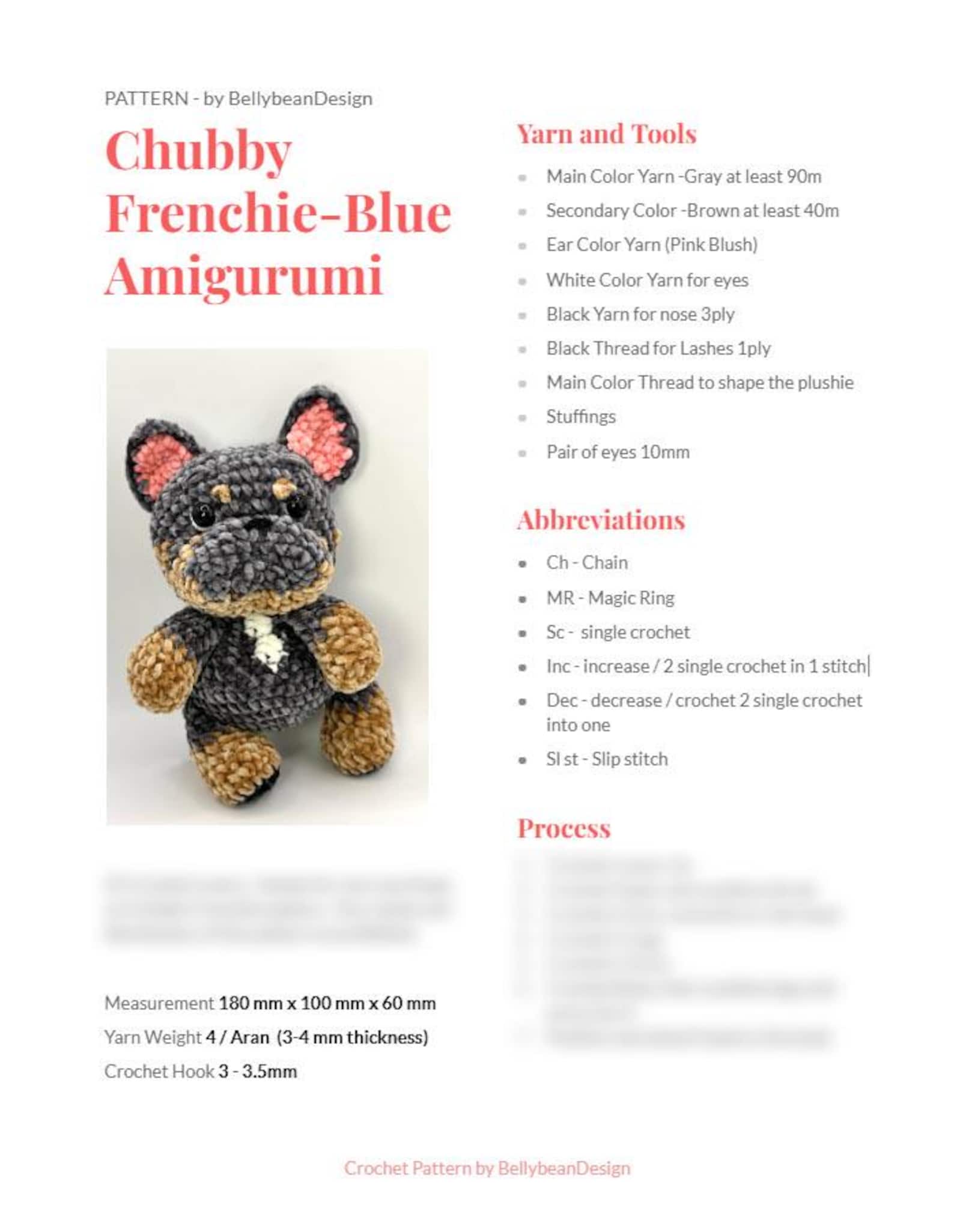 Blue French Bulldog Crochet Frenchie Pattern | Accessories | Amigurumi ...