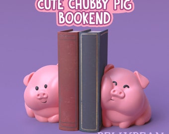 Süße Schwein Buchstütze, Einzigartige Bücherregal Dekor (Digitale Dateien)