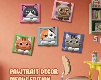 Pawtrait Dekor - Miau edition | Süße Katzen Dekoration I 15in 1 | Digitales Produkt Bauchbohne Design